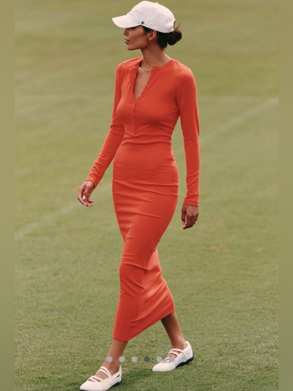 Anthropologie Daily Practice Long-Sleeve Ribbed Maxi Dress- Bright Red - Picture 4 of 11